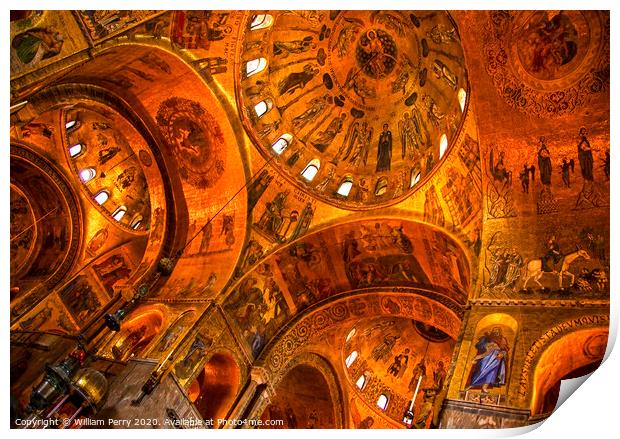 Saint Mark's Basilica Golden Mosaics Venice Italy Print by William Perry