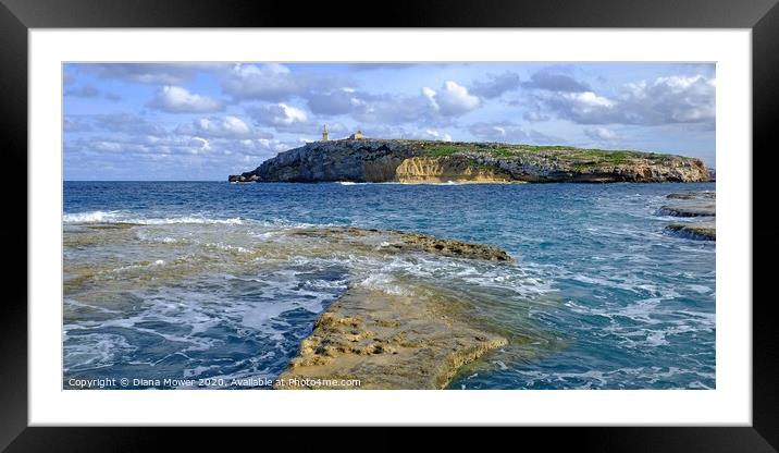 St Pauls Island Malta Framed Mounted Print by Diana Mower