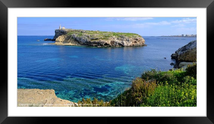 St Pauls Island Malta View Framed Mounted Print by Diana Mower