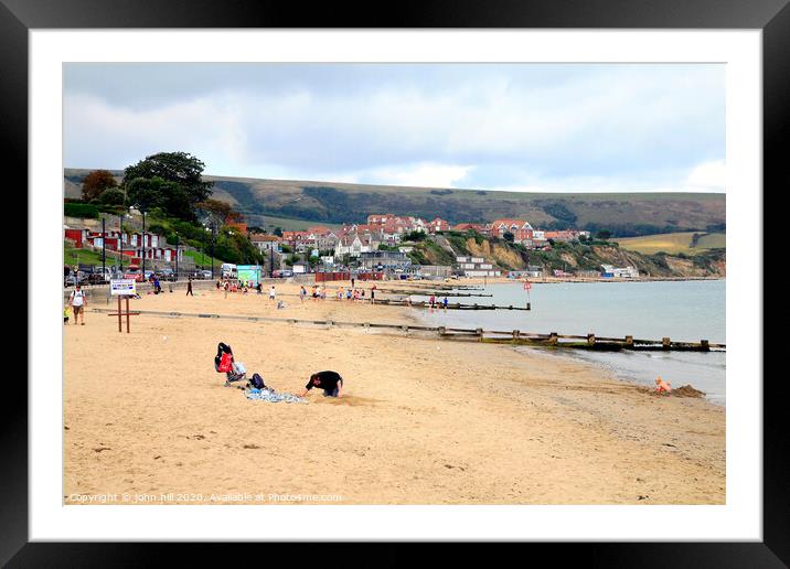 Swanage beach during October in Dorset. Framed Mounted Print by john hill