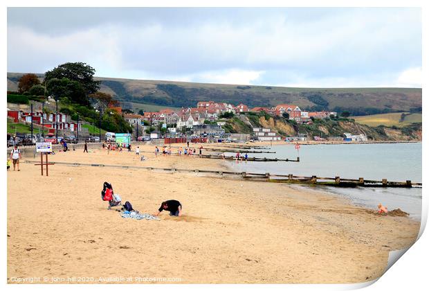 Swanage beach during October in Dorset. Print by john hill