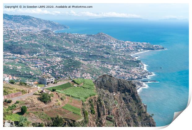 View From Cabo Girao, Madeira Print by Jo Sowden