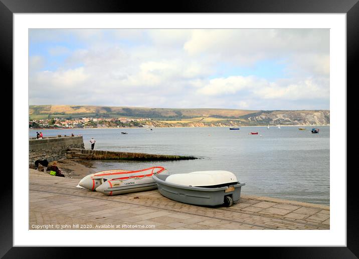 View of Swanage bay during October in Dorset.  Framed Mounted Print by john hill