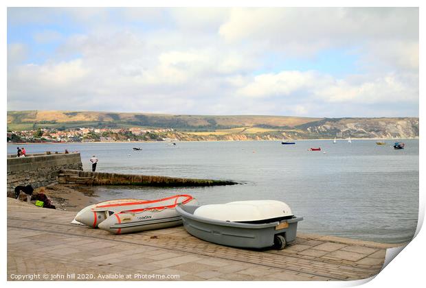 View of Swanage bay during October in Dorset.  Print by john hill