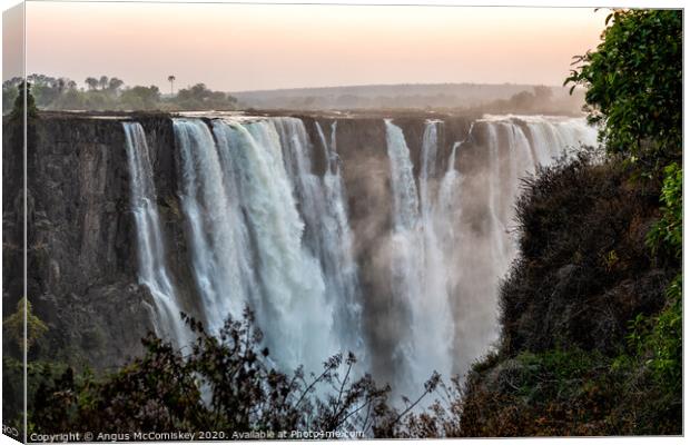 "The smoke that thunders" Victoria Falls sunrise 3 Canvas Print by Angus McComiskey