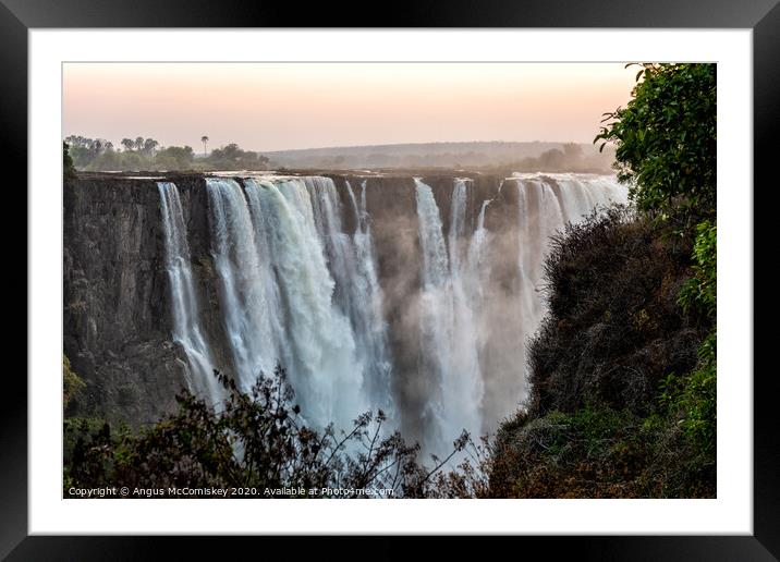 "The smoke that thunders" Victoria Falls sunrise 3 Framed Mounted Print by Angus McComiskey