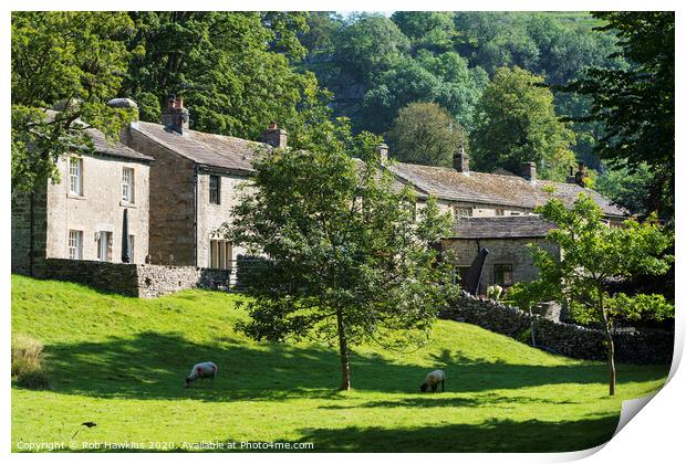 Kettlewell Cottages Print by Rob Hawkins