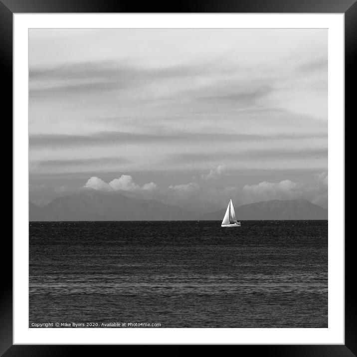 Sailing Solitude (Mono) Framed Mounted Print by Mike Byers
