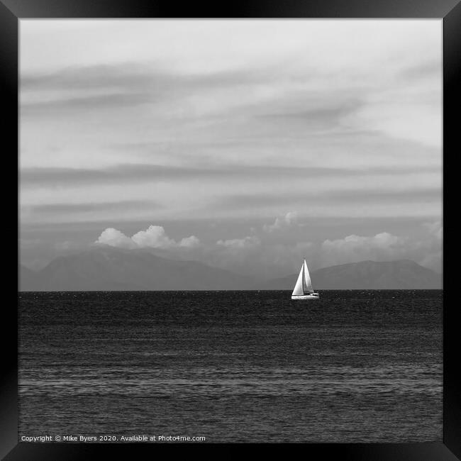 Sailing Solitude (Mono) Framed Print by Mike Byers
