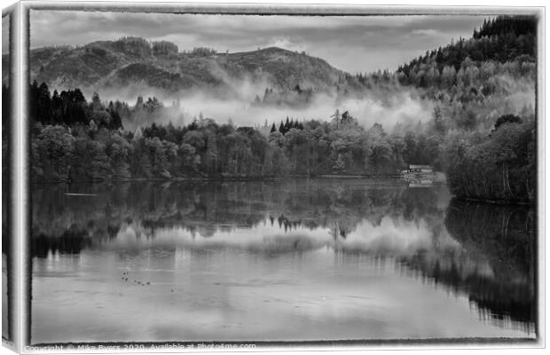 Misty Loch Faskally (Mono) Canvas Print by Mike Byers