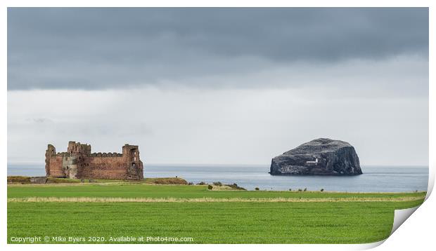 Tantallon Castle and Bass Rock Print by Mike Byers