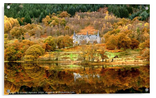 Autumn Reflections, Loch Achray Acrylic by Donald Parsons
