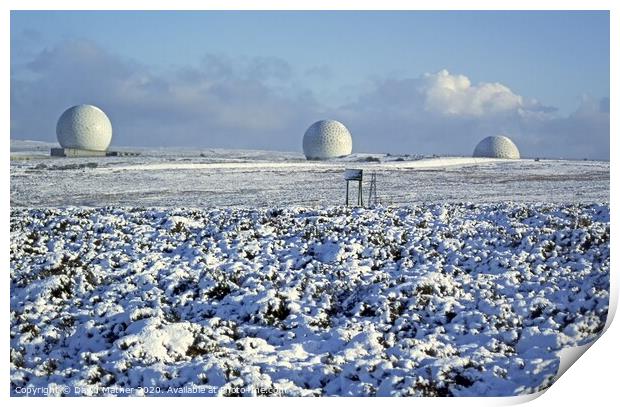 RAF Fylingdales 'Golf Balls' early warning system in 1994 Print by David Mather