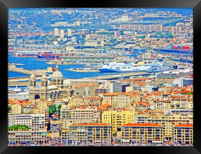 Birds Eye view of Marseilles, France Framed Print by Laurence Tobin