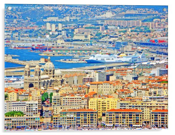 Birds Eye view of Marseilles, France Acrylic by Laurence Tobin