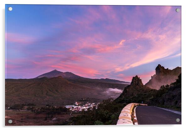 Teide sunset Tenerife Acrylic by Phil Crean