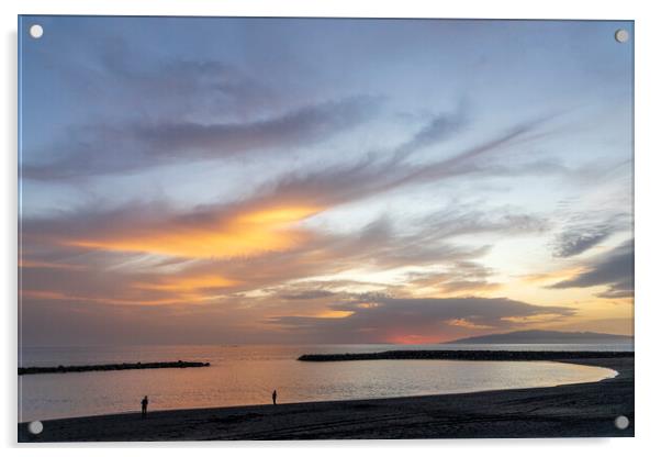 Sunset at Playa del Duque, Costa Adeje, Tenerife Acrylic by Phil Crean