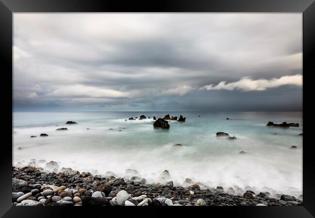 Stormy sky and sea, Tenerife Framed Print by Phil Crean