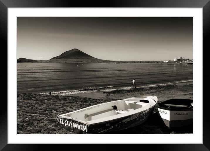Old boats on the foreshore at El Medano, Tenerife Framed Mounted Print by Phil Crean