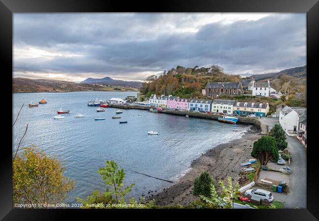 Harbour and Harbour front buildings, Portree, Isle Framed Print by Dave Collins
