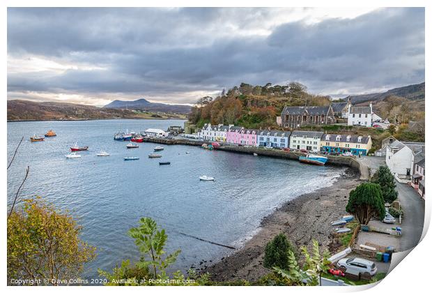 Harbour and Harbour front buildings, Portree, Isle Print by Dave Collins
