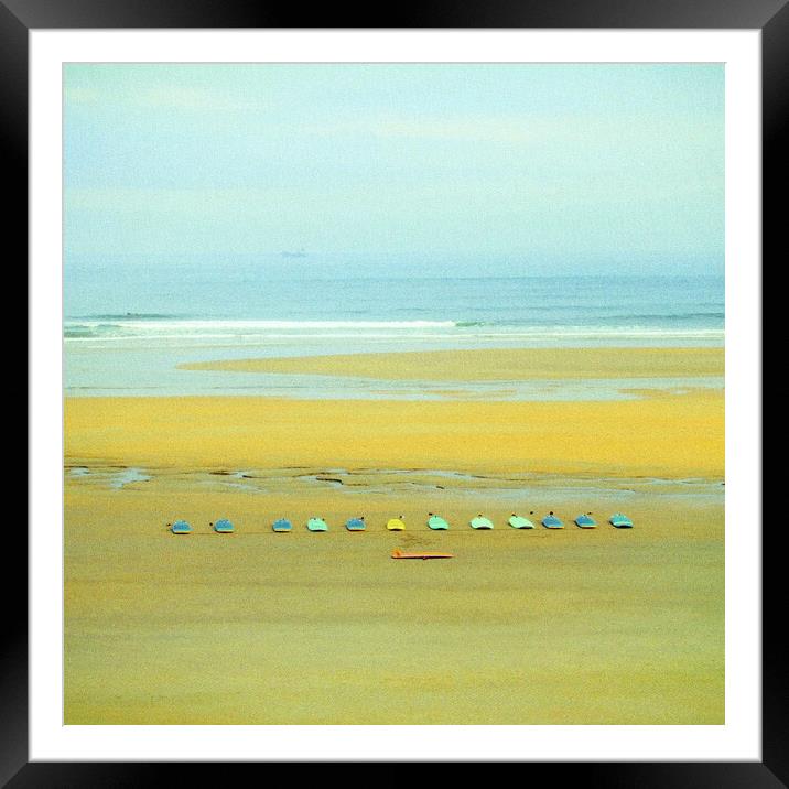 Surfboards on the beach of Salinas Framed Mounted Print by JM Ardevol
