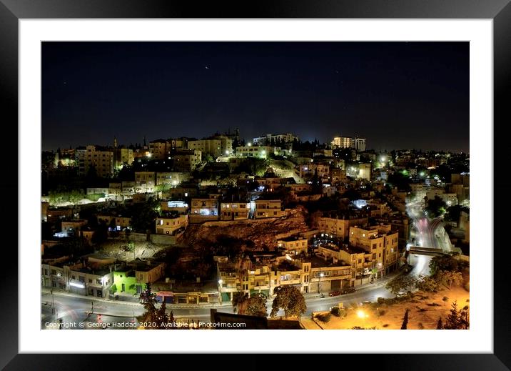 Amman By Night Framed Mounted Print by George Haddad