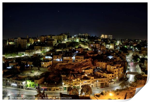 Amman By Night Print by George Haddad