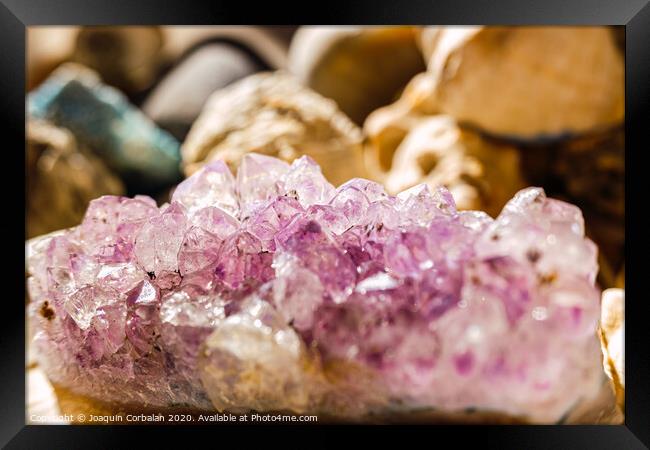 Amethyst is a violet macrocrystalline variety of quartz Framed Print by Joaquin Corbalan