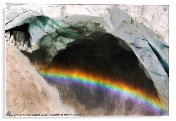 Rainbow over Greenland glacier. Acrylic by Ashley Cooper