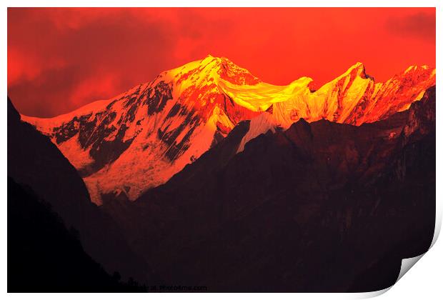 Himalayan sunset Print by Ashley Cooper