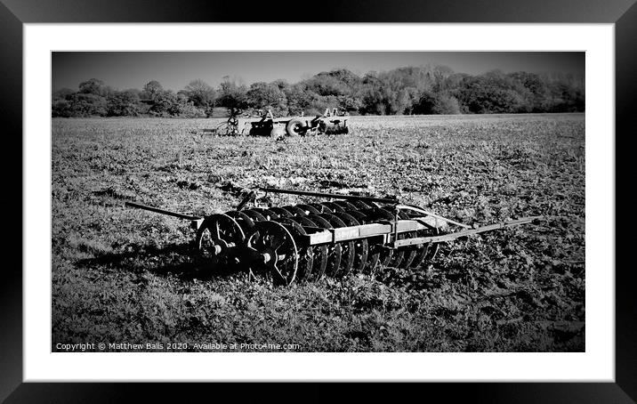 Black and white farm Framed Mounted Print by Matthew Balls