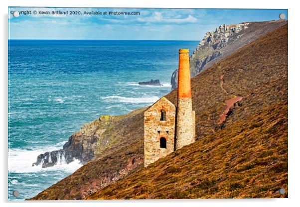 tin mine engine house cornwall Acrylic by Kevin Britland