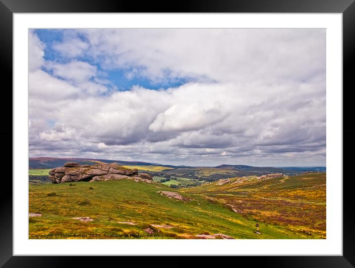View across Dartmoor near Buckfastleigh, Devon, UK. Framed Mounted Print by Peter Bolton