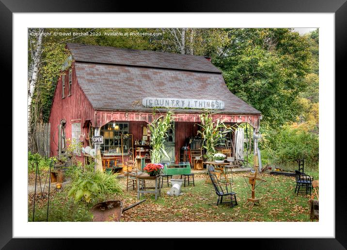 Country Things store in rural New England. Framed Mounted Print by David Birchall