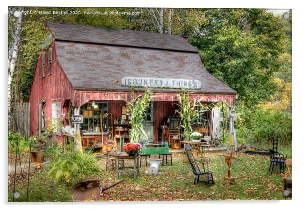 Country Things store in rural New England. Acrylic by David Birchall