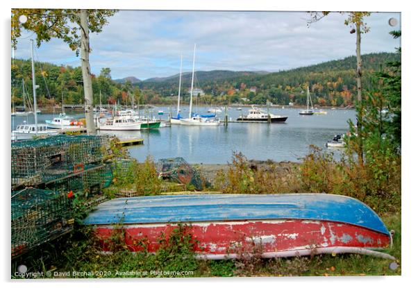 Northeast Harbor, Acadia National Park, America. Acrylic by David Birchall