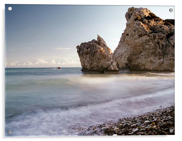 Aphrodites Rock,Cyprus Acrylic by Aj’s Images