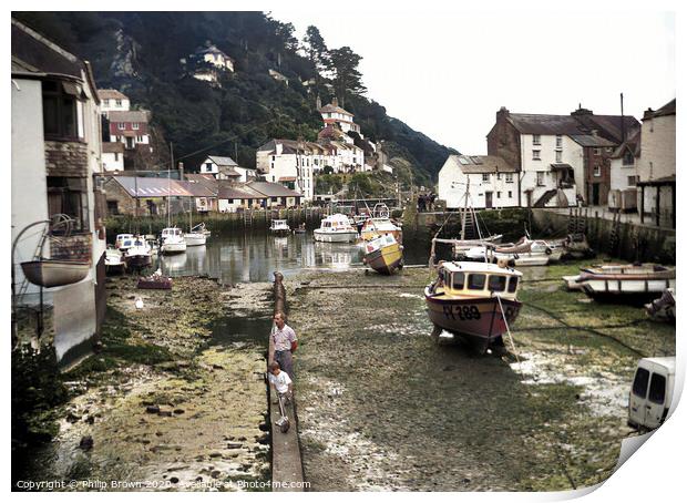 Polperro in Cornwall, around 1988 - Colorized Print by Philip Brown