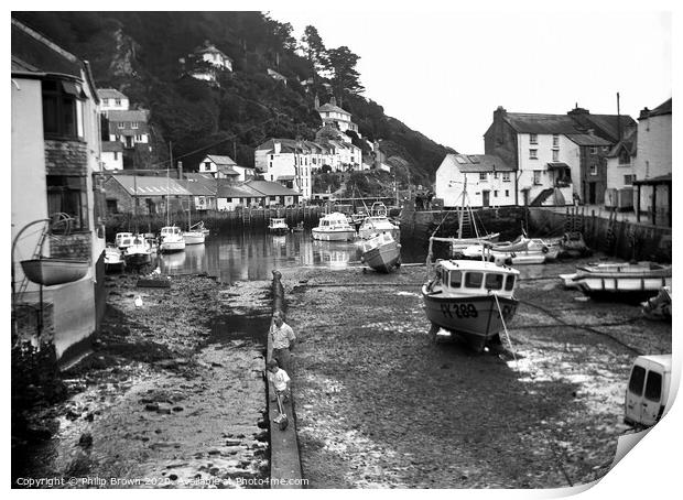 Polperro in Cornwall, around 1988 - B&W Print by Philip Brown