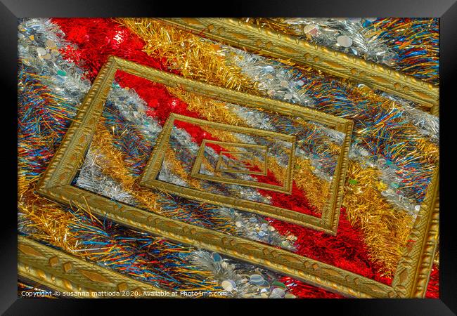   effect  droste of  a  frame  with shimmering chr Framed Print by susanna mattioda