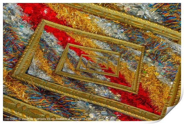   effect  droste of  a  frame  with shimmering chr Print by susanna mattioda