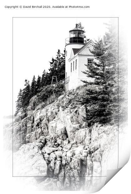 Bass Harbour Head lighthouse, USA. Print by David Birchall