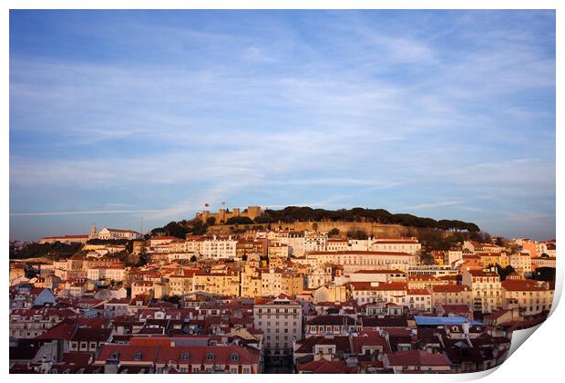 City of Lisbon at Sunset in Portugal Print by Artur Bogacki