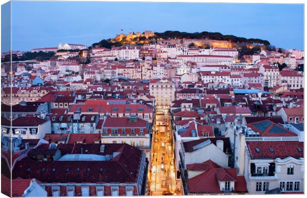 City of Lisbon at Dusk in Portugal Canvas Print by Artur Bogacki