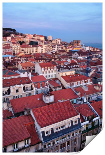 City of Lisbon at Twilight Print by Artur Bogacki