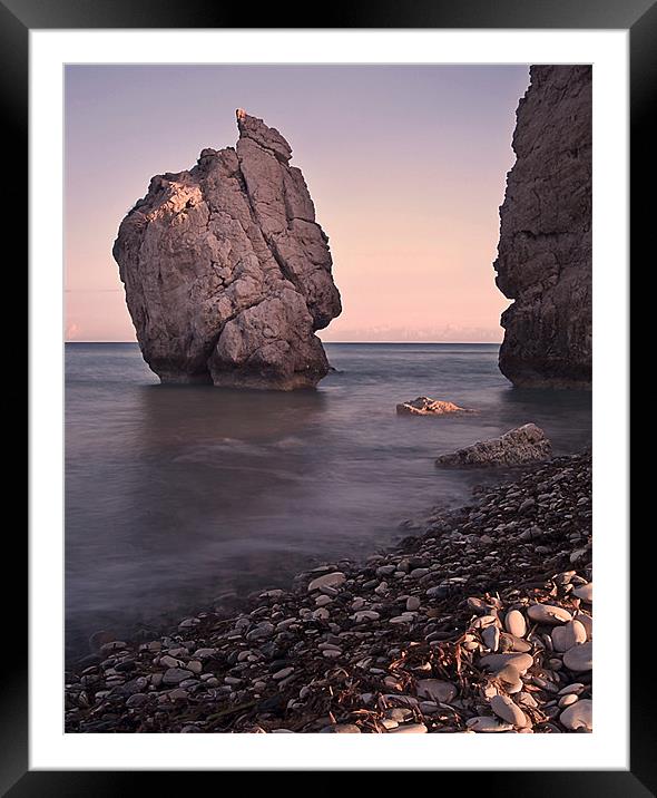 Evening sun on Aphrodite's Rock Framed Mounted Print by Aj’s Images