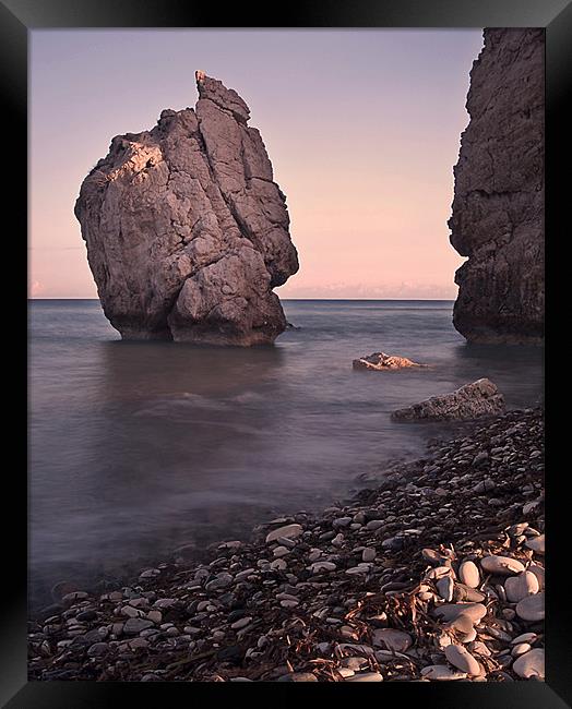 Evening sun on Aphrodite's Rock Framed Print by Aj’s Images
