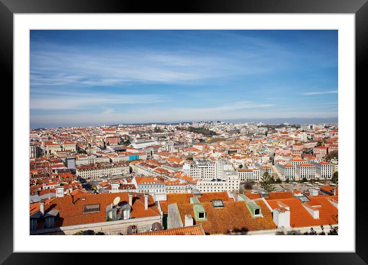 City of Lisbon Cityscape in Portugal Framed Mounted Print by Artur Bogacki