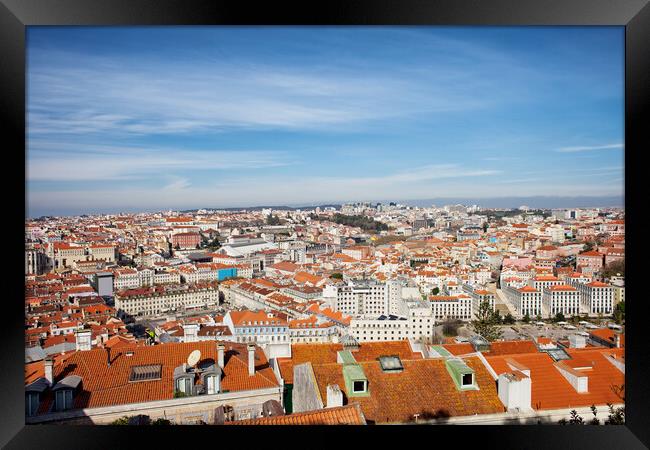 City of Lisbon Cityscape in Portugal Framed Print by Artur Bogacki